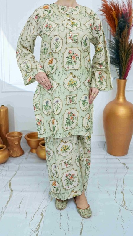 Botanical Charm 3 Piece Unstitched X Khussa (Combo Set)