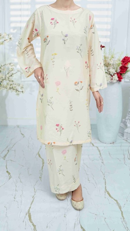 Pastel Meadow 3 Piece Unstitched X Khussa (Combo Set)