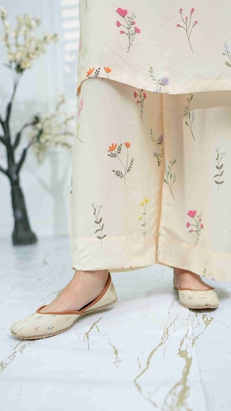 Pastel Meadow 3 Piece Unstitched X Khussa (Combo Set)