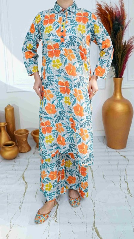 Sunlit Bloom 3 Piece Unstitched X Khussa (Combo Set)